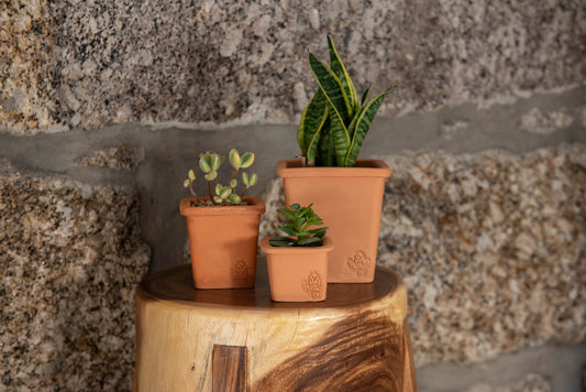 VASO QUADRADO - BARRO TERRACOTA