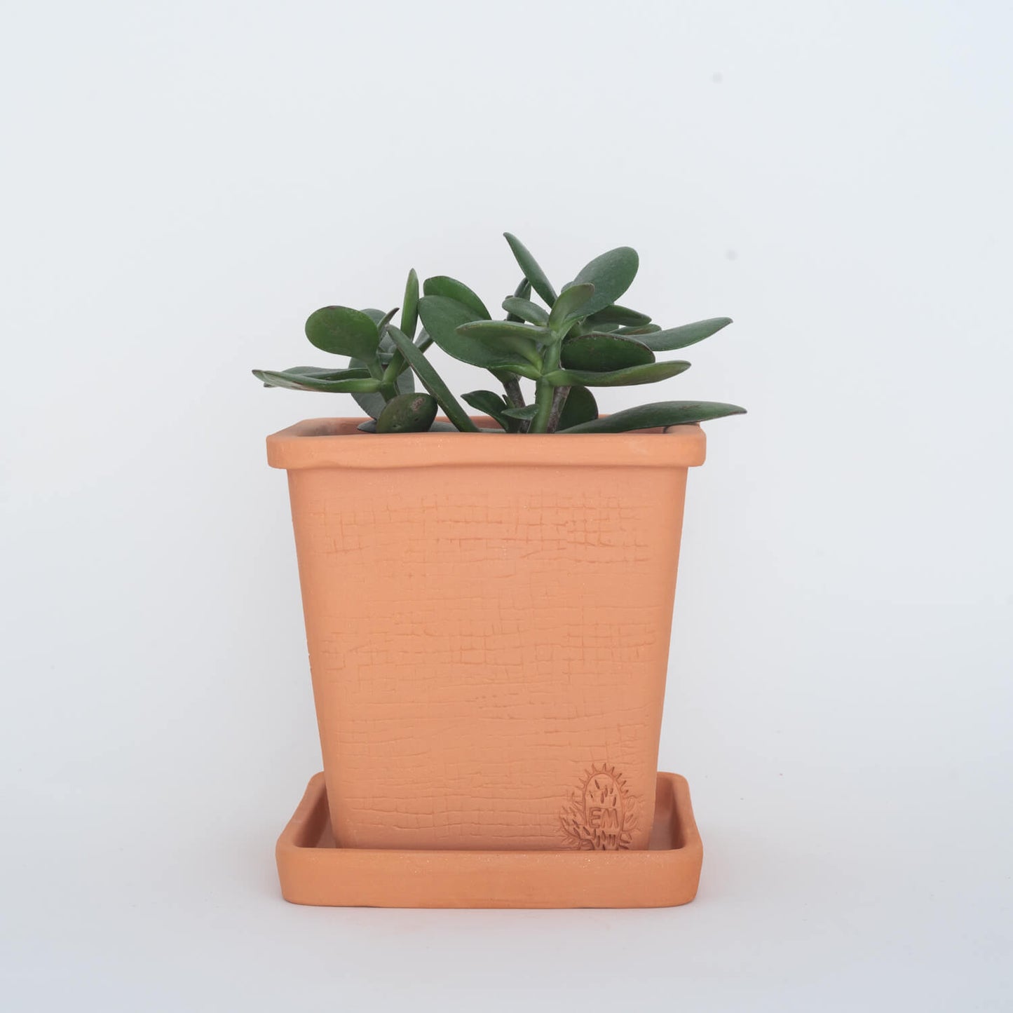 VASO QUADRADO MÉDIO 14x14 - RATTAN TERRACOTA